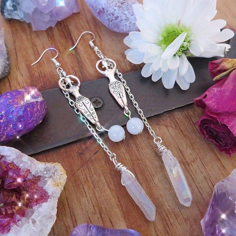 Creative Moonstone Drop Dangle Earrings Ear Stud Jewellery Reiki Energy Healing