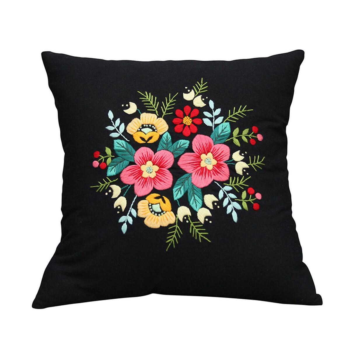 2 Pieces Semi-Finished Embroidery Pillow Covers Kit Sewing Craft for Sofa