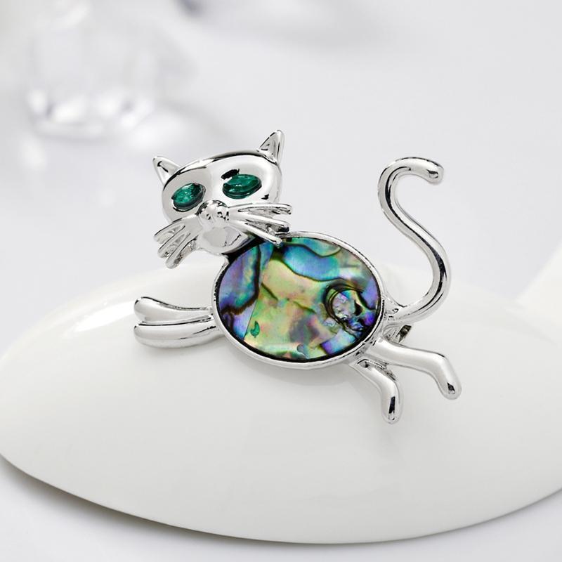 Cute Cat Shell Cartoon Brooch Collar Pin Corsage Animal Badges Dress Accessories