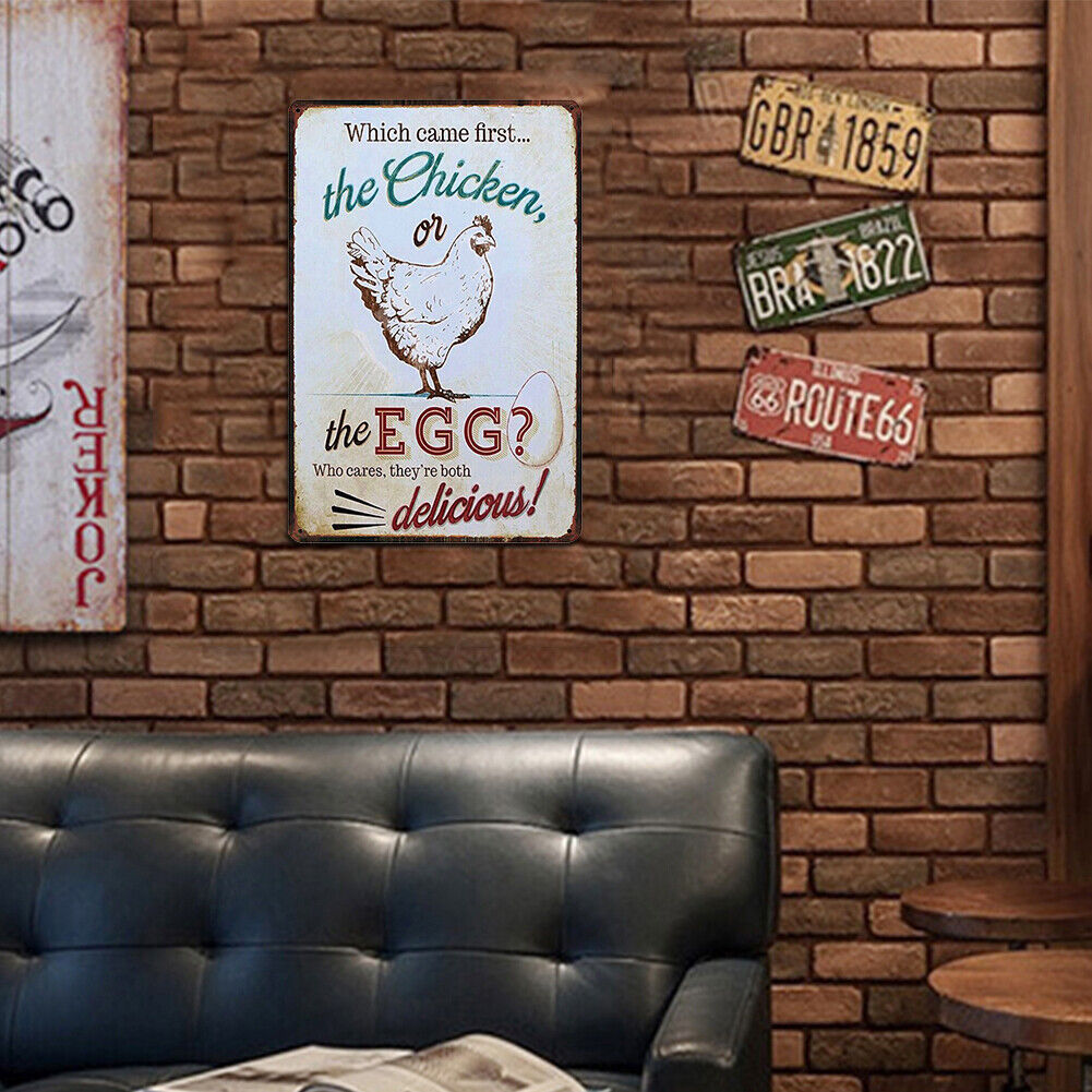 Chicken Eggs Letter Metal Plate Painting for Bar Pub Tin Plaques Wall Sign