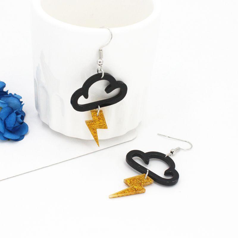 Acrylic Rainbow Cloud Colorful Lightnings Dangle Earrings Fashion Jewelry