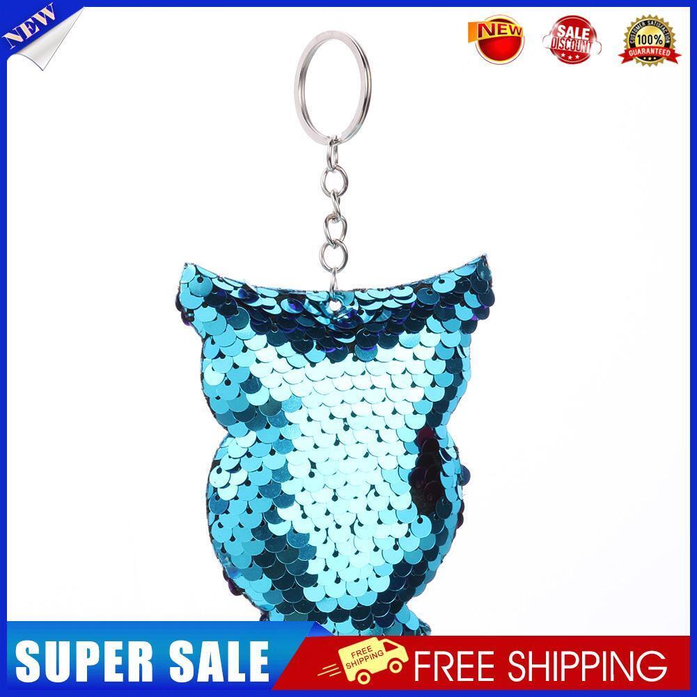 Glitter Sequins Bird Key Chain Girl Car Backpack Key Ring Jewelry (Blue)
