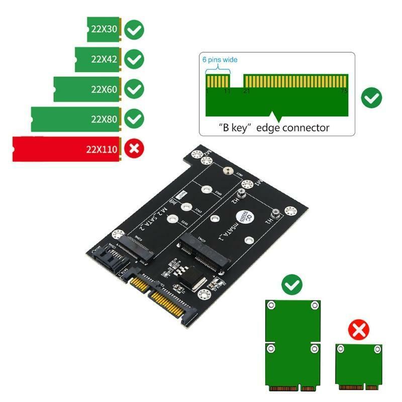 MSATA or M.2 to Dual Sata 3.0 Adapter Board 2-in-1 NGFF or mSATA Converter Kit