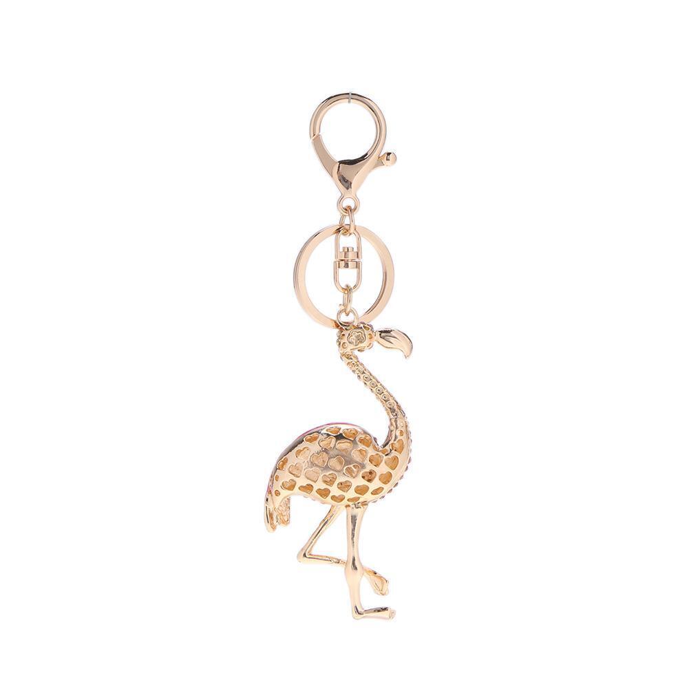 Animal Bird Key Chains for Car Rhinestone Bag Pendant Women Keyring(Pink)