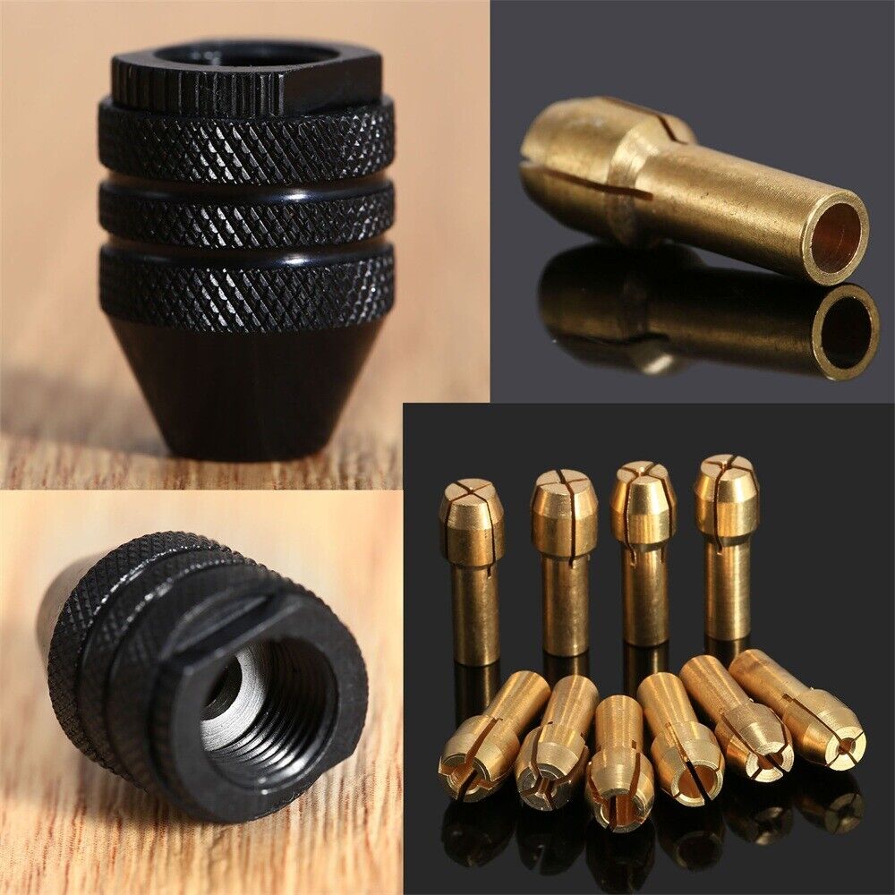 0.5mm-3.2mm Brass Collet Bits 4.8mm Shank & Drill Keyless Chuck Rotary Tool C6B