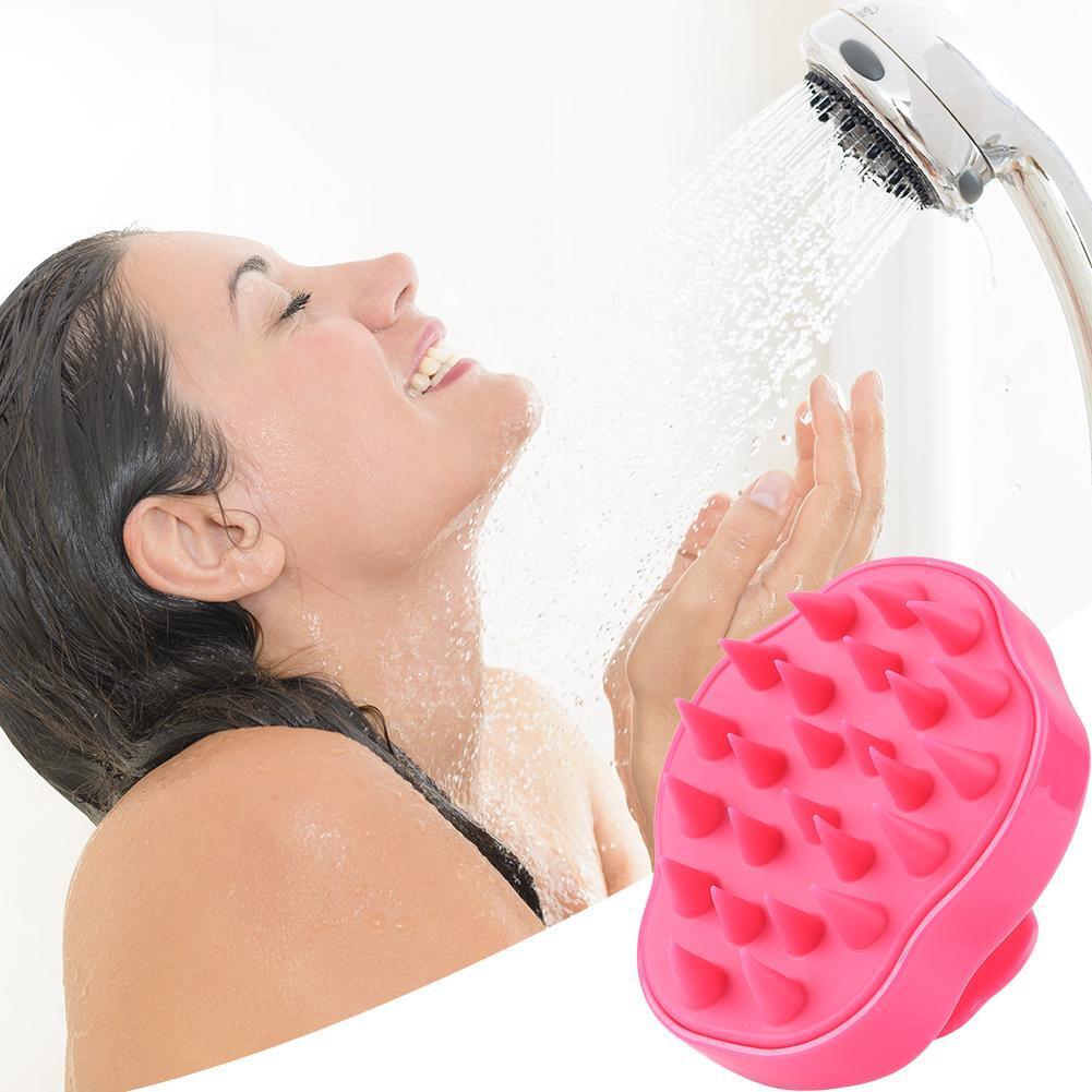 Silicone Scalp Massage Shampoo Brush Body Brush Hair Comb (Rose Red)