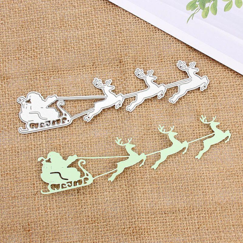 Merry Christmas Metal Cutting Die Deer Sleigh Die Cuts Embossing Mould Template