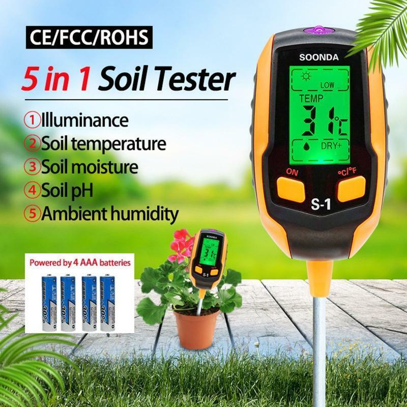 Soil Moisture Meter Soil Test Kit PH/ Moisture/Temperature/Light/Ambient Meter