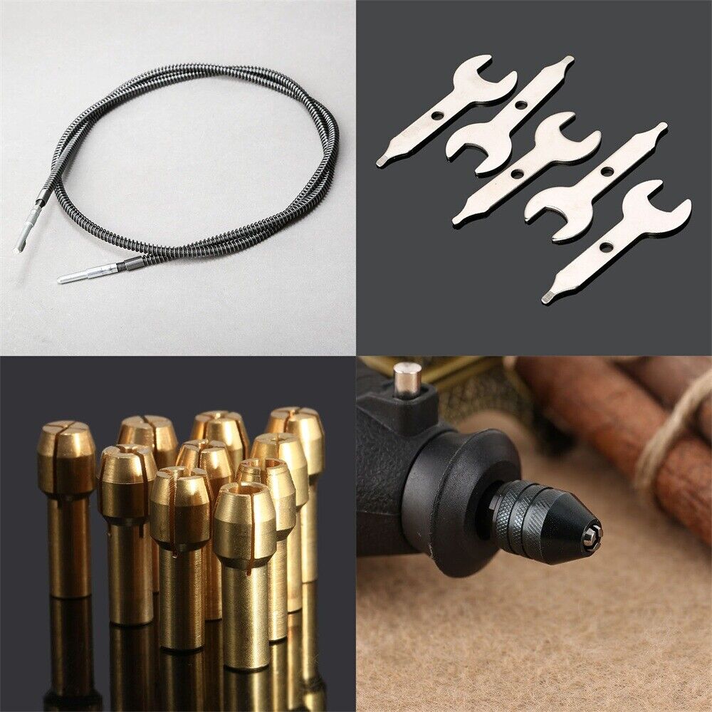Grinder Rotary Tool 0.5-3.2mm Brass Collets & Keyless Chuck & Flexible Shaft C6B