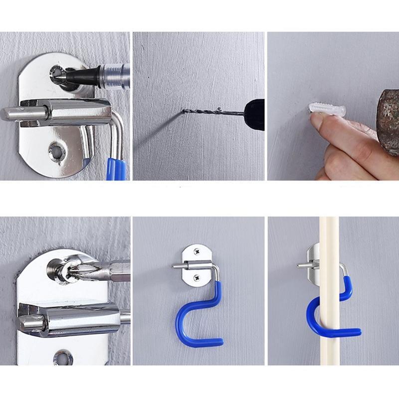 Stainless Steel Broom Holder S-Type Garden Organizer Hook Brush Storage Hanger