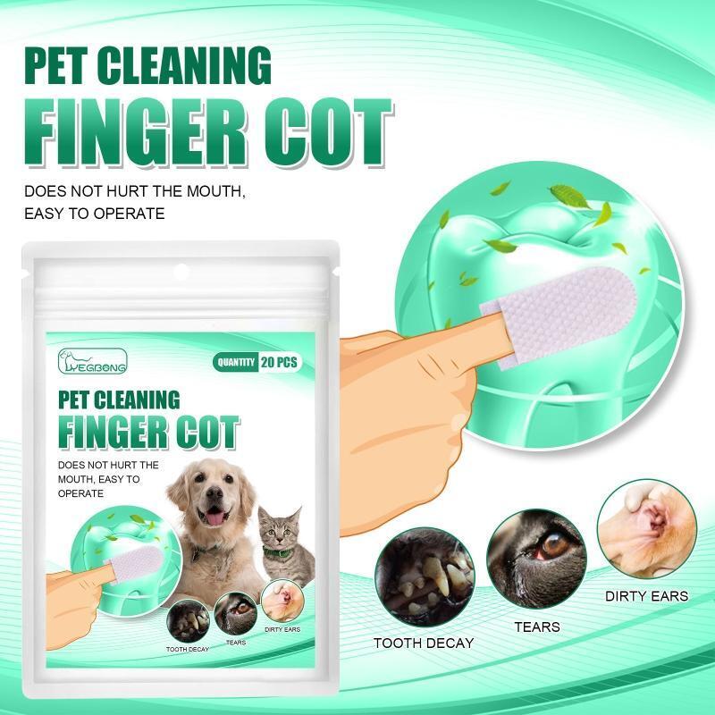 20 Pcs Dog Toothbrush Soft Pet Finger Toothbrush Non-Woven Fabric Dental Wipes