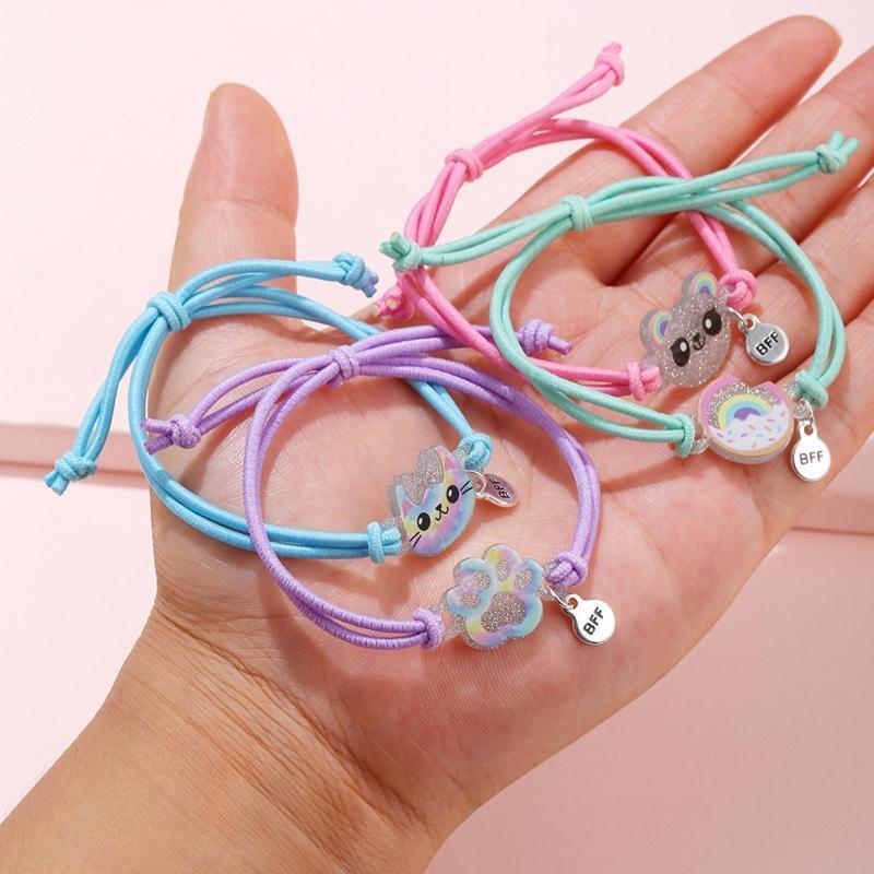 4Pcs Baby Cute Bracelet Adjustable Multicolor Woven Rope Chain Head Rope Jewelry
