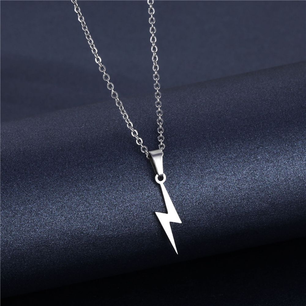 Jewelry Metal Men Lightning Pendant Long Chain Necklace Choker Stainless Steel
