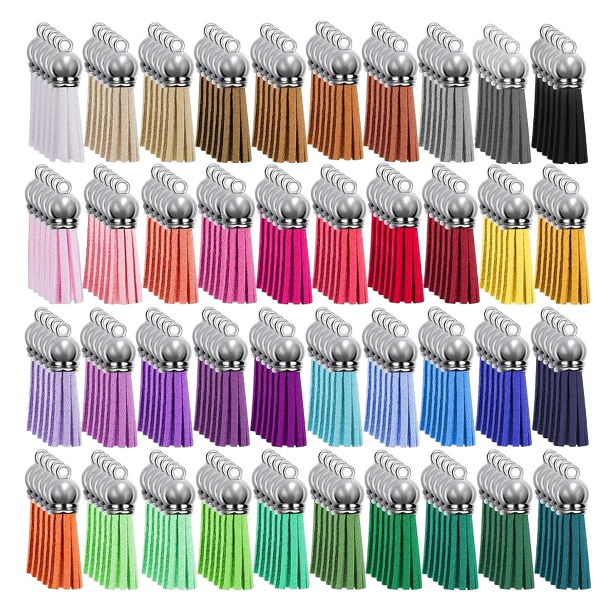 200Pcs Key Chain Ring Tassel Pendants Bulk for  Jewelry Making Decor
