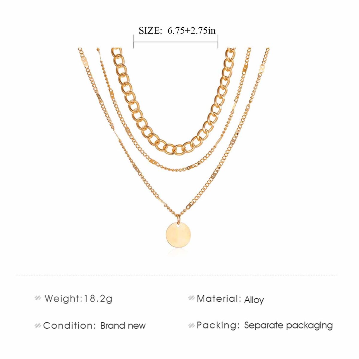 Star Jewelry Link Women Initial Necklace Pendant Layered Chain Plated Paperclip