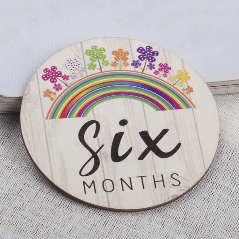 Wooden Baby Milestone Cards 14pcs/set Colorful Painted Carved Card