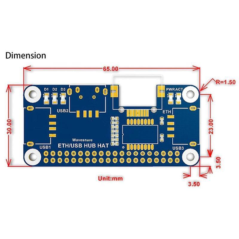 USB to RJ45 Ethernet 3USB HUB Expansion Board for Raspberry Pi 4B 3B+ Zero W WH