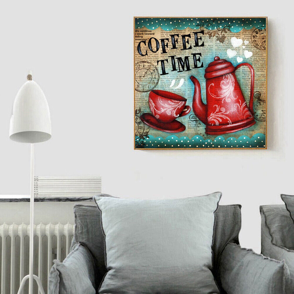 30x30cm Diamond Painting Kits Full Round Coffee Time DIY Picture Home Decor