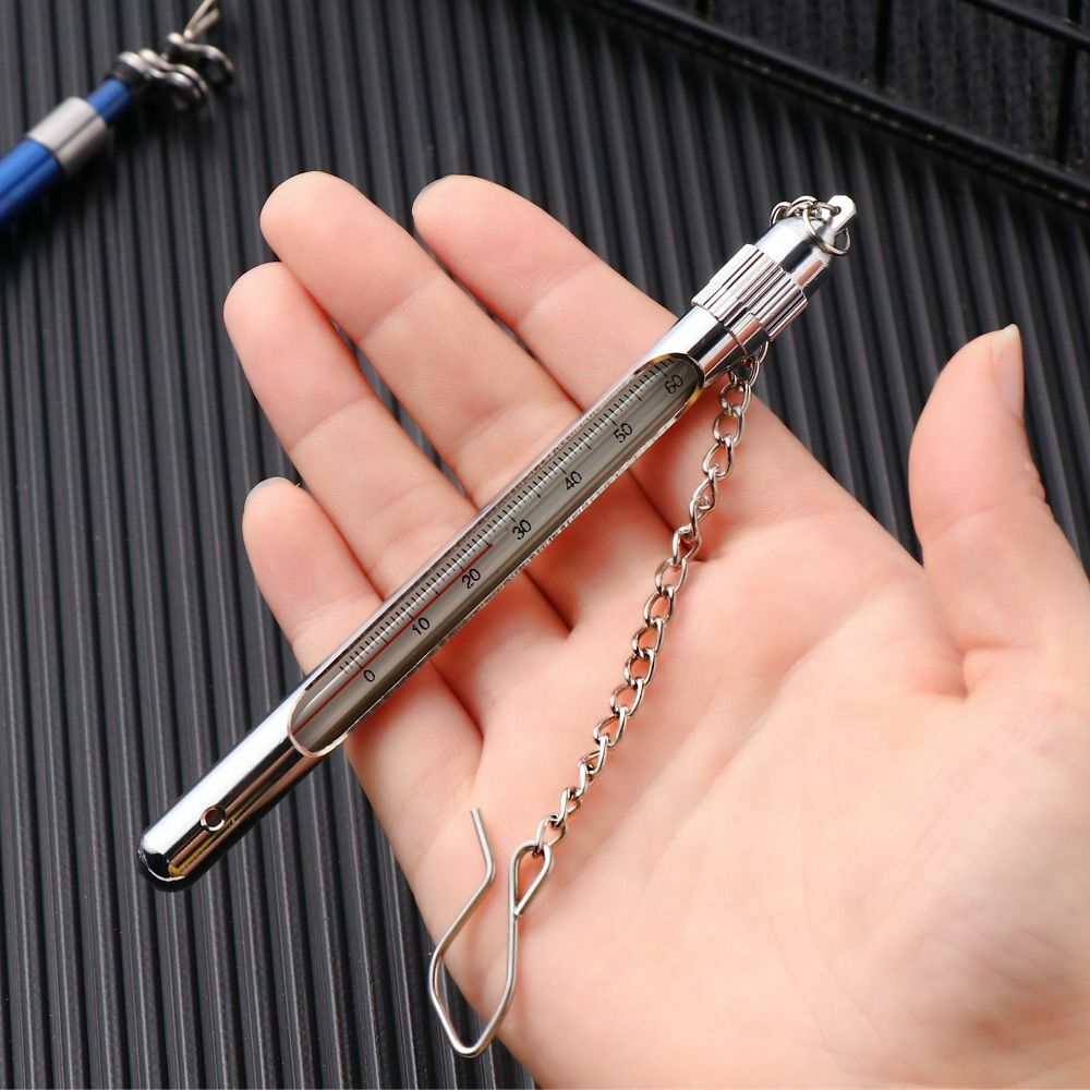 Temperature Fly Fishing Fishing Thermometer with Carabiner Stainless Steel