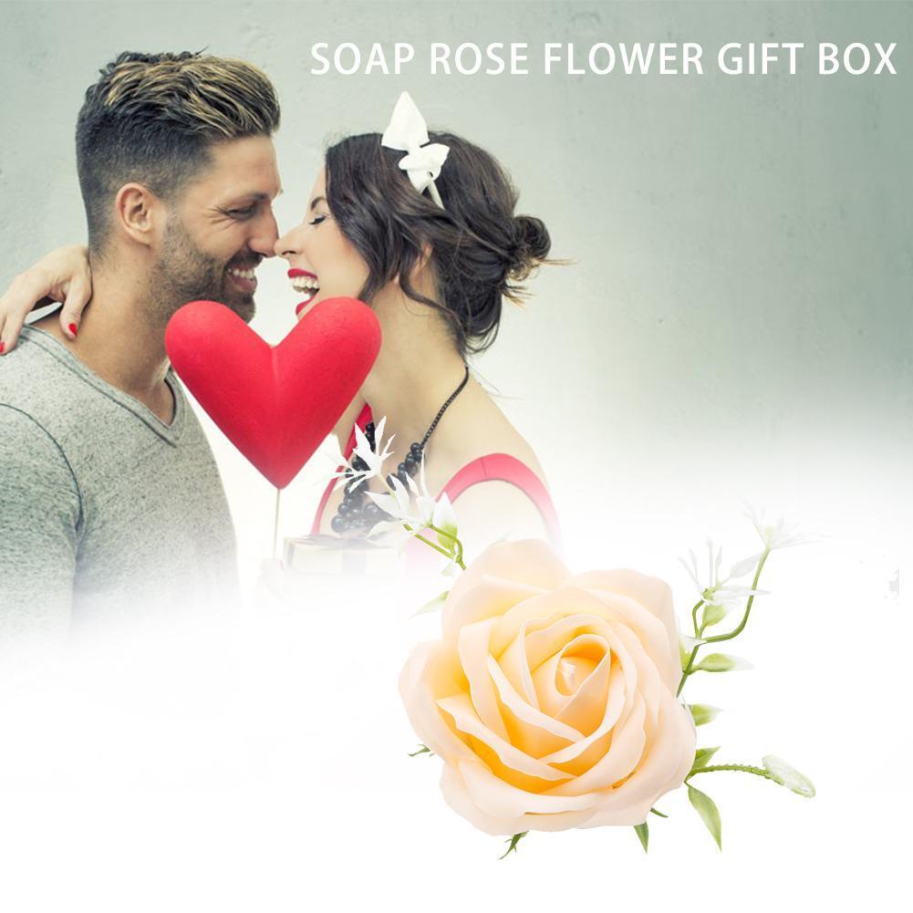 Preserved Single Rose Soap Flower Gift Box Valentines Day Gifts (Champagne)