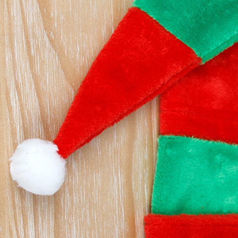 Red Green Striped Santa Elf Hat Soft Long Christmas Hat Costume Accss Xmas Decor