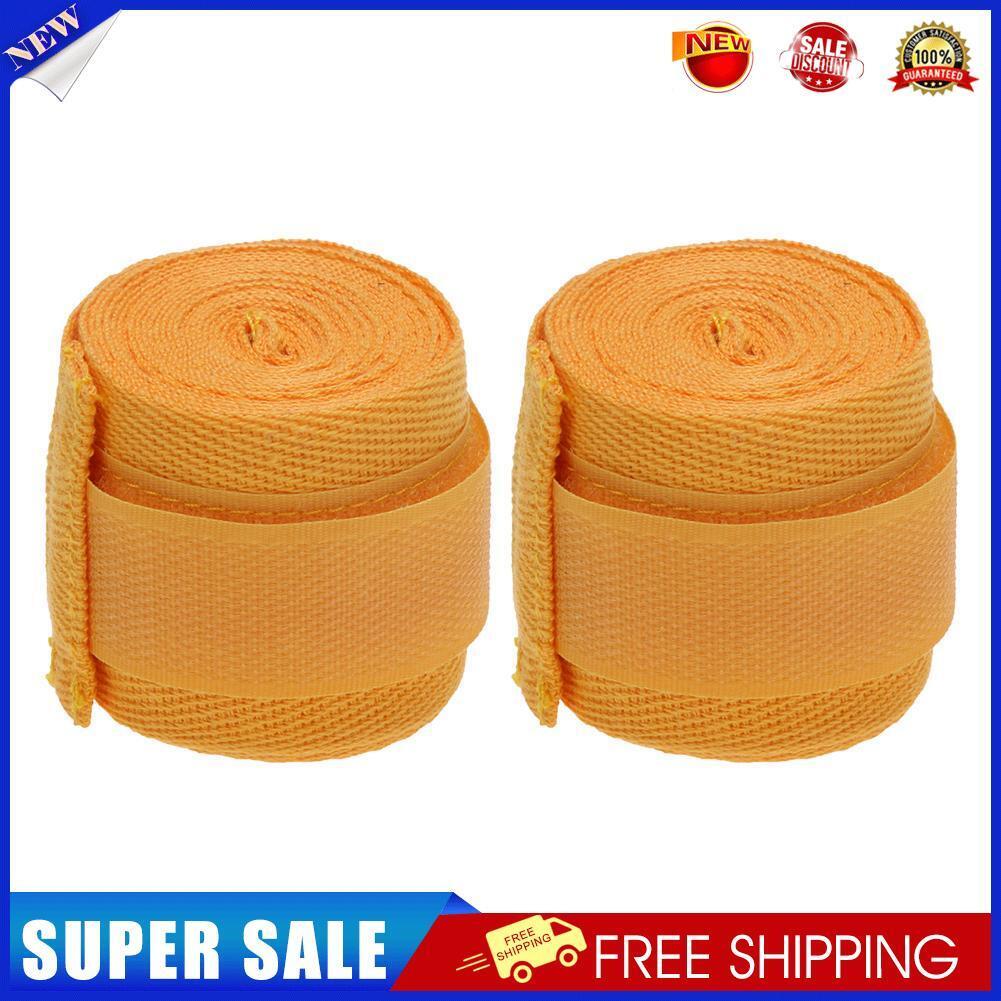 2pcs 2.5m Sports Cotton Kick Boxing Bandage Sanda Wrist Hand Gloves(Yellow)