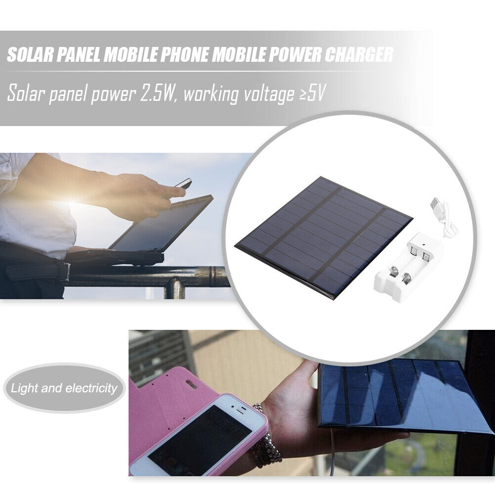 2.5W 5V USB Solar Battery Charger + AAA AA Rechargeable Battery Charger
