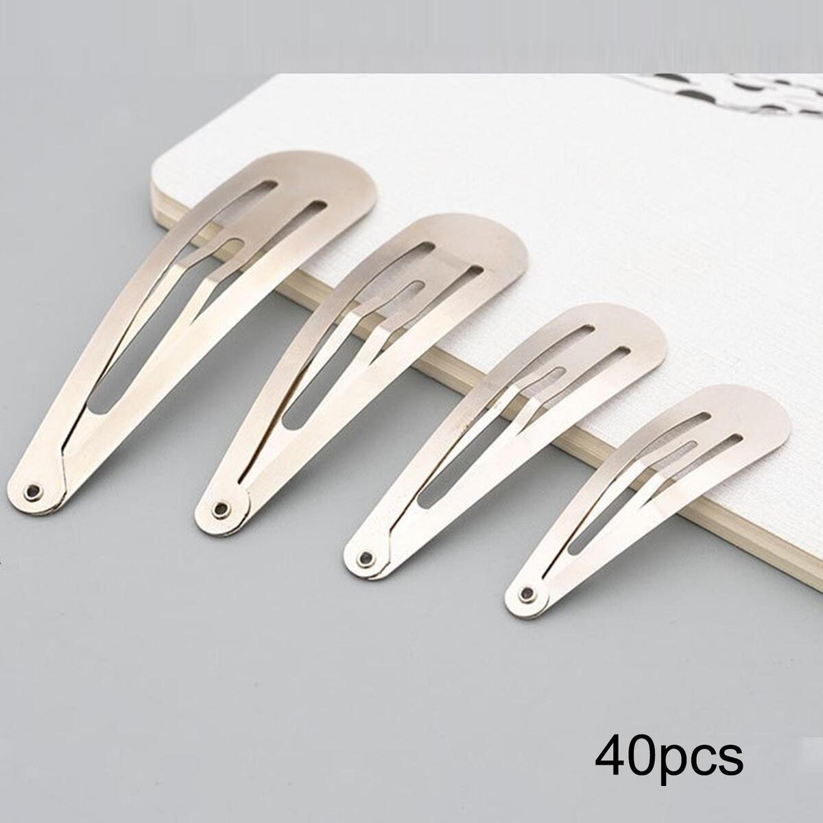 40 Pieces Metal Snap Hair Clips Barrettes 5cm 6cm 7cm 8cm for Toddlers Kids