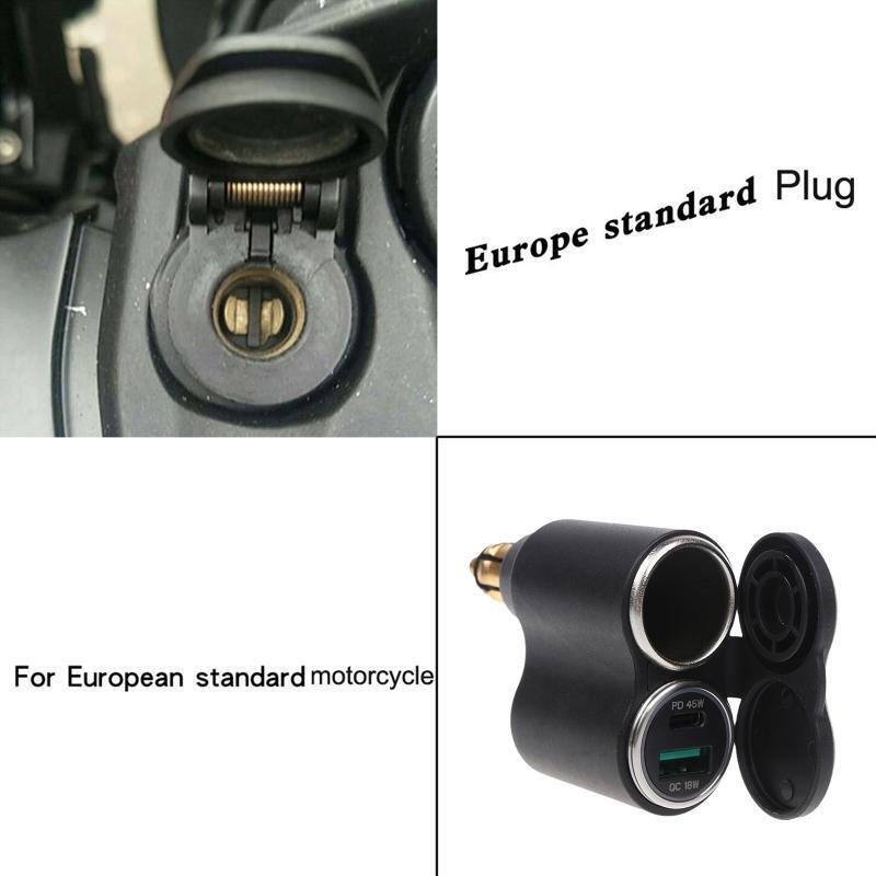 QC3.0 PD Charger Socket 12V CigaretteLighter with Blue LED forBMW Motorcycle