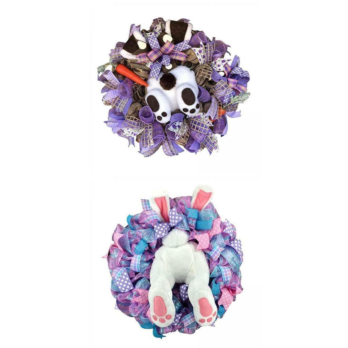 2pcs Easter Bunny Wreath  Spring Hanging Decor  Wreath Attachment