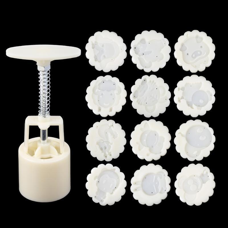 Chinese Zodiac Shape Moon Cake Mould Hand Pressure Cookies Cutter Enjoy Fun Gift