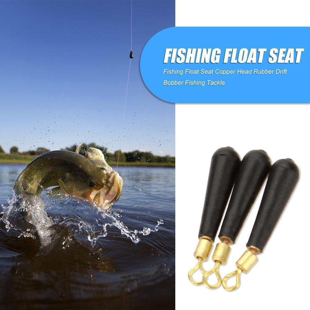 30pcs Fishing Float Seat Copper Head Rubber Drift Bobber Fishing Tackle (L)