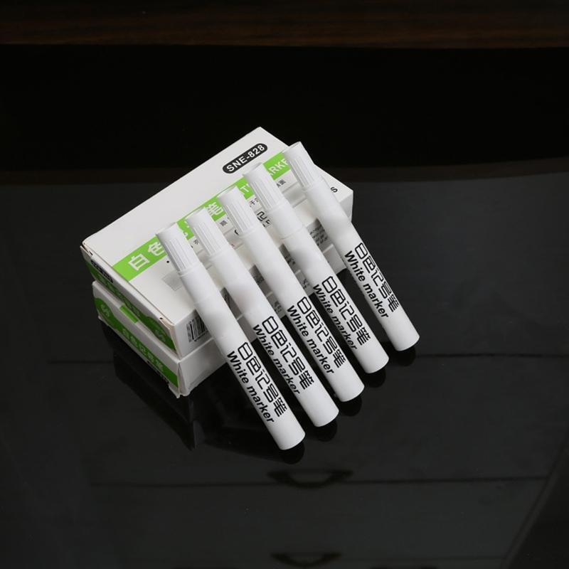 10 Pcs Medium Tip White Marker Pen for Metal, Tire Painting,Plastic, Black Paper