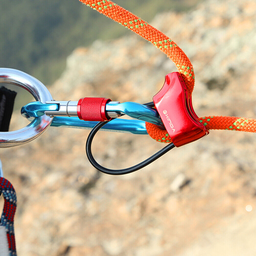 Rappel ATC Belay Device Descender Camping Rock Climbing Equipment (Red)