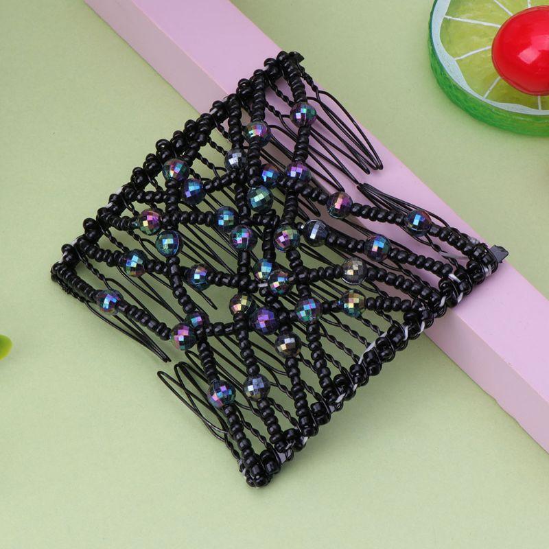 Fashion Magic Comb Girls Women Hair Clip Elastic Double Beaded Colorful Shower