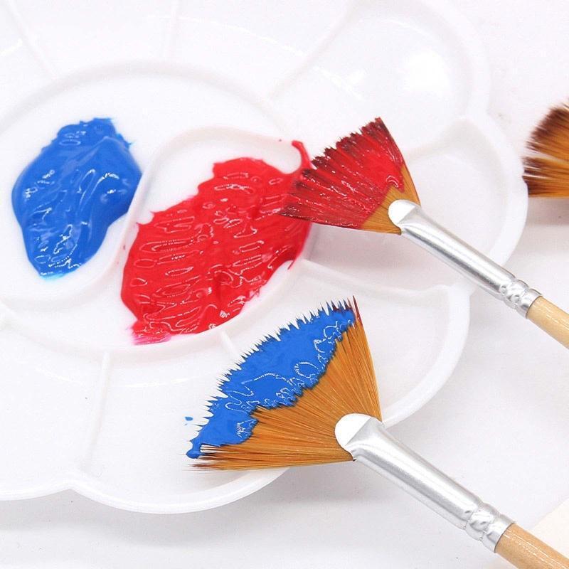 Artist Fan Paintbrushes Wood Rod Brush Painting Drawing Supplies for Child 5 Kit