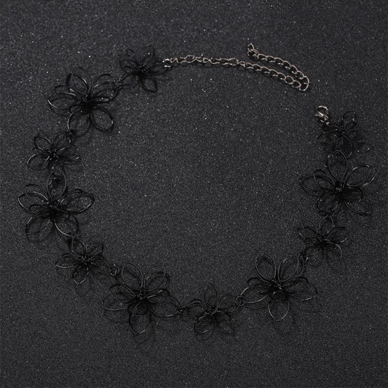 14in Trendy Floral Black Necklace Short Choker Necklace Jewelry for Women Girls