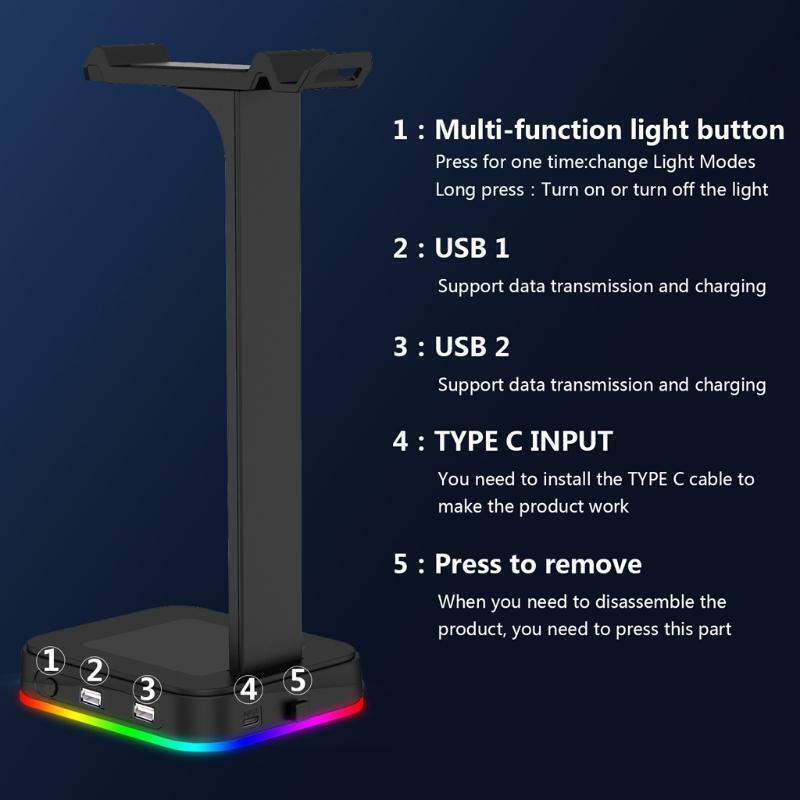 RGB Earphone Bracket Color Changing Headset E-sports Earphone Bracket Dazzling