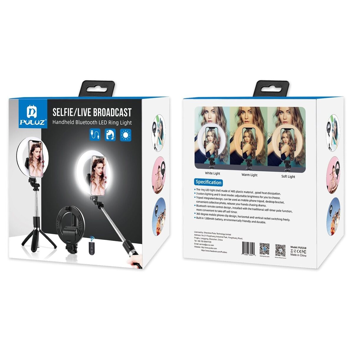 Bluetooth Video Selfie Stick LED Ring Light Filling Lamp For Tiktok Youtube