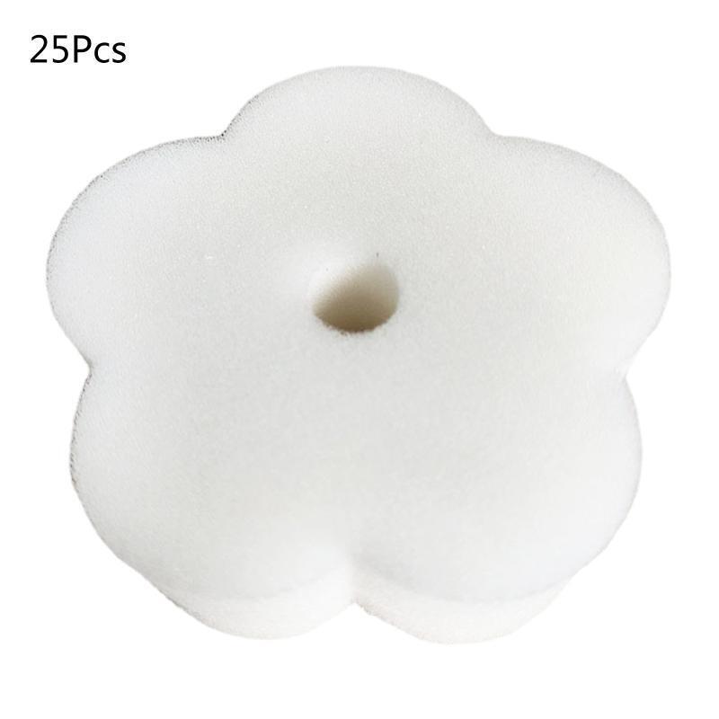 White Flower Shape Oil Absorbent Sponge 25Pcs Floating Spa Hot Tub Skimmer