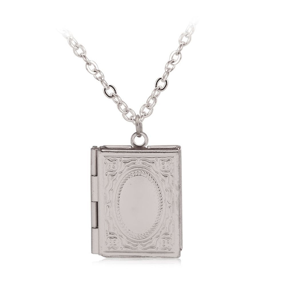 Women Book Friend Jewelry Square Shaped Necklace Photo Picture Locket Pendant