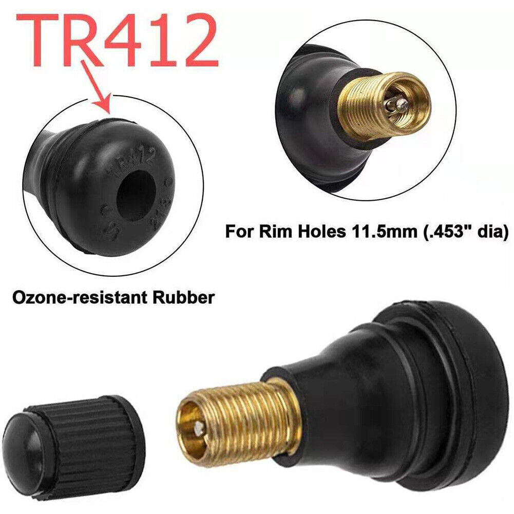 10pcs TR412 Tubeless Tire Valves Snap-in Valve Stems for Car Motorcycle