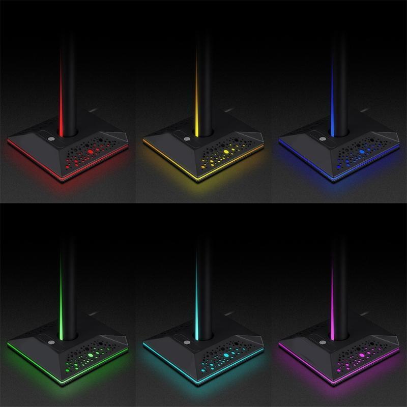 Detachable Dual Earphone Holder Rgb Desk Gaming Headphone Universal Save Space