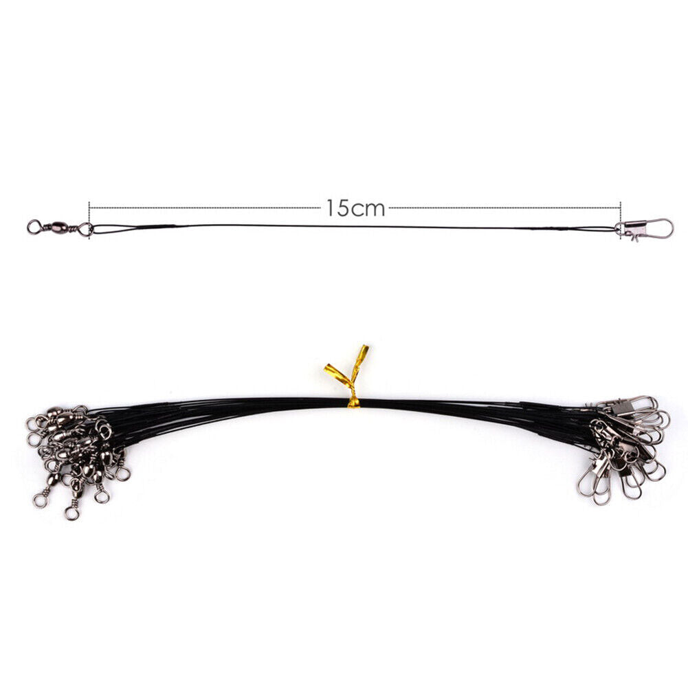 20pcs Anti-bite Fishing Line Steel Wire Leader Fishing Tackle (15cm Black)