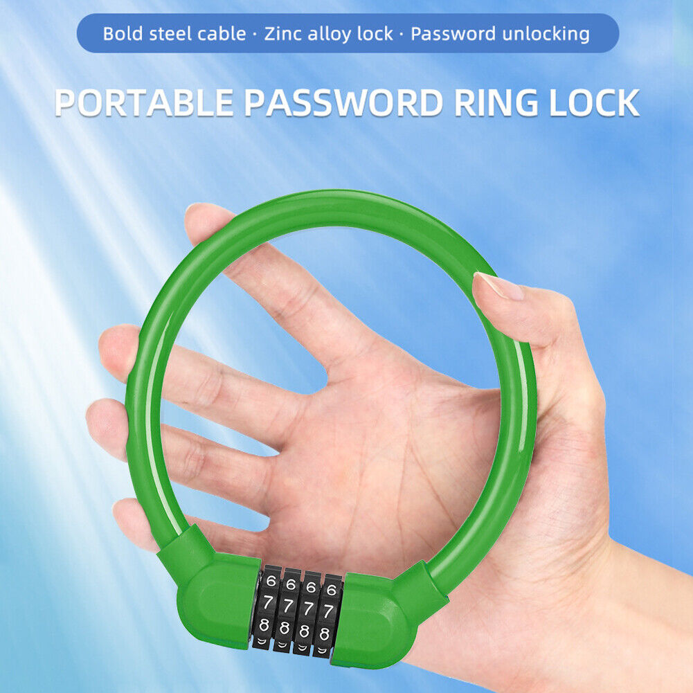 Bicycle Safety Cable Locks MTB Anti Theft 4 Digit Password Lock (Green)
