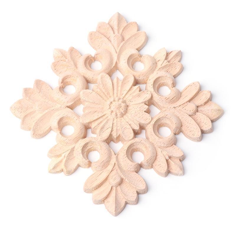 Exquisite Wood Carved Corner Onlay Applique Frame Furniture Unpainted Home Decor