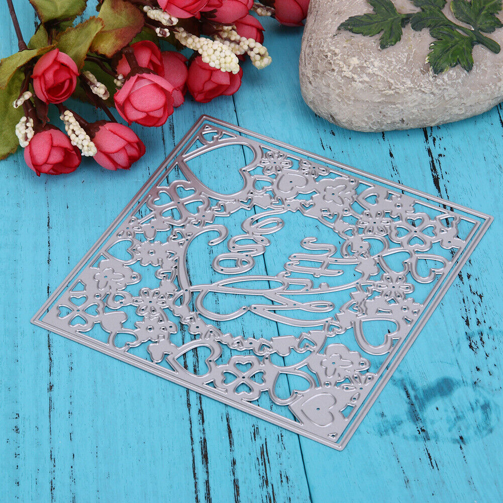 2 X With Love Square Photo Cutting Dies Stencil DIY Scrapbook Mould Craft