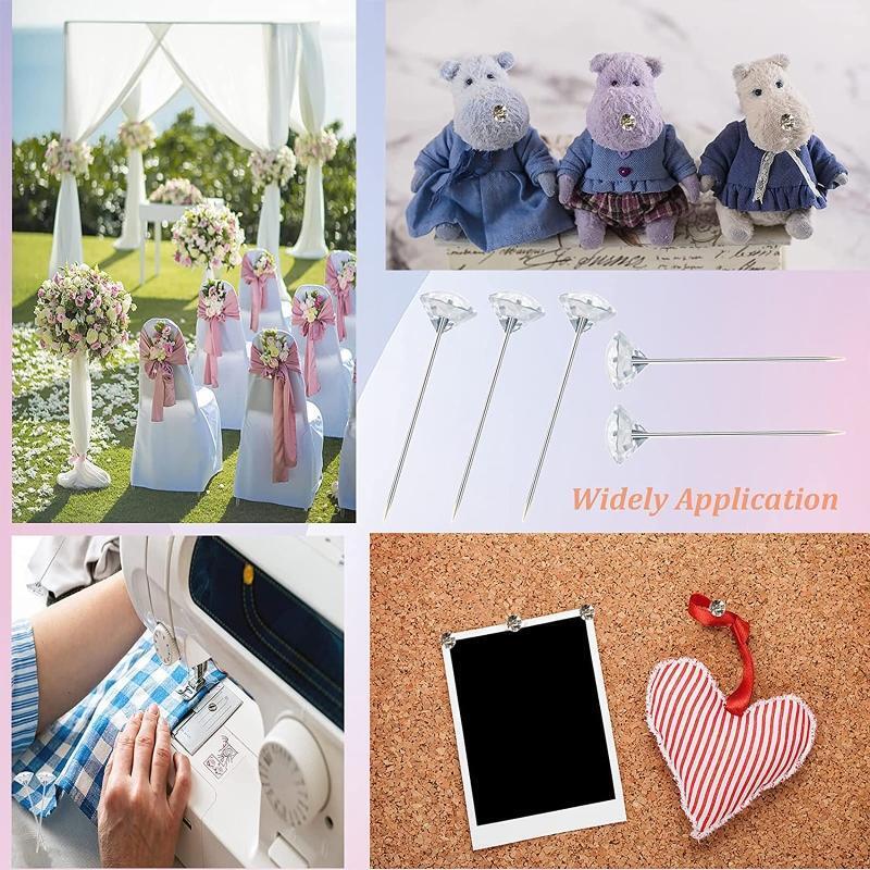Clear Straight Pin Bouquet Pins Rhinestone  for Wedding Jewelry DIY Decoration