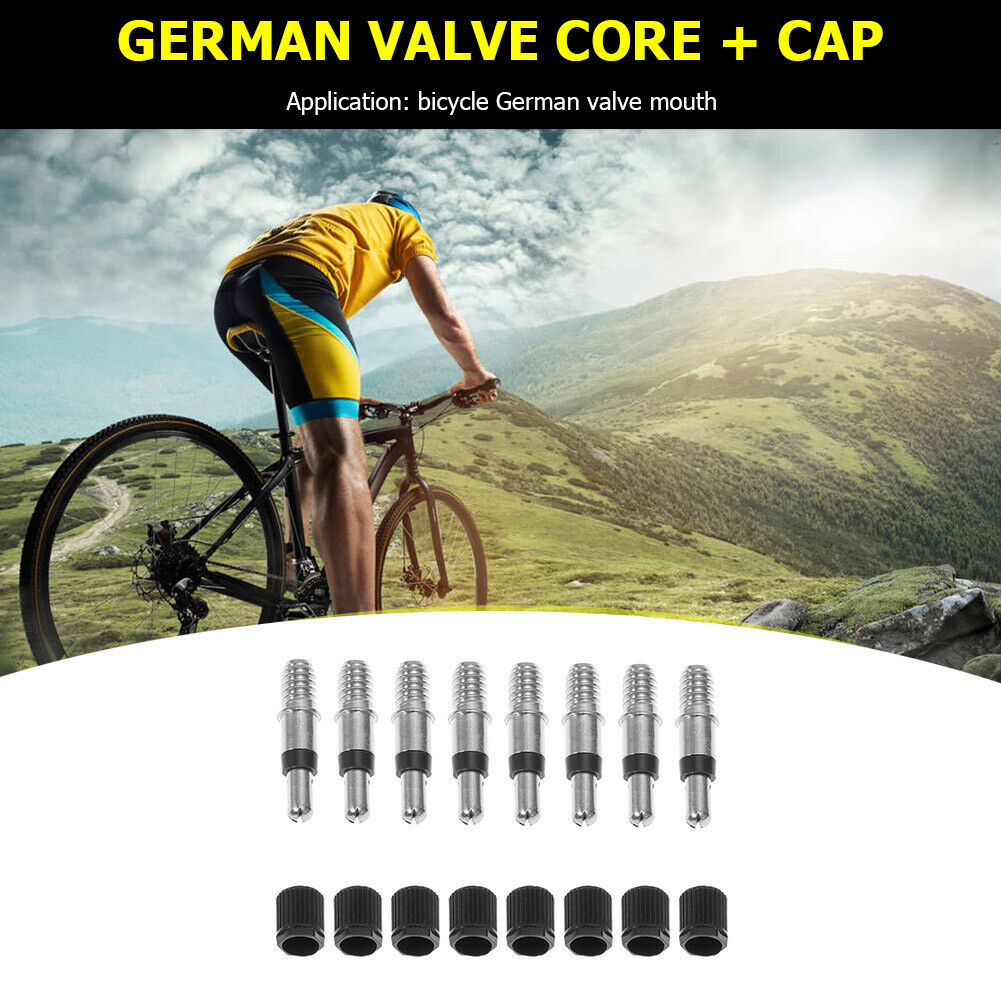 8pcs EP2 German Valve Cores with Caps for Bike Inner Tube Replacement Parts