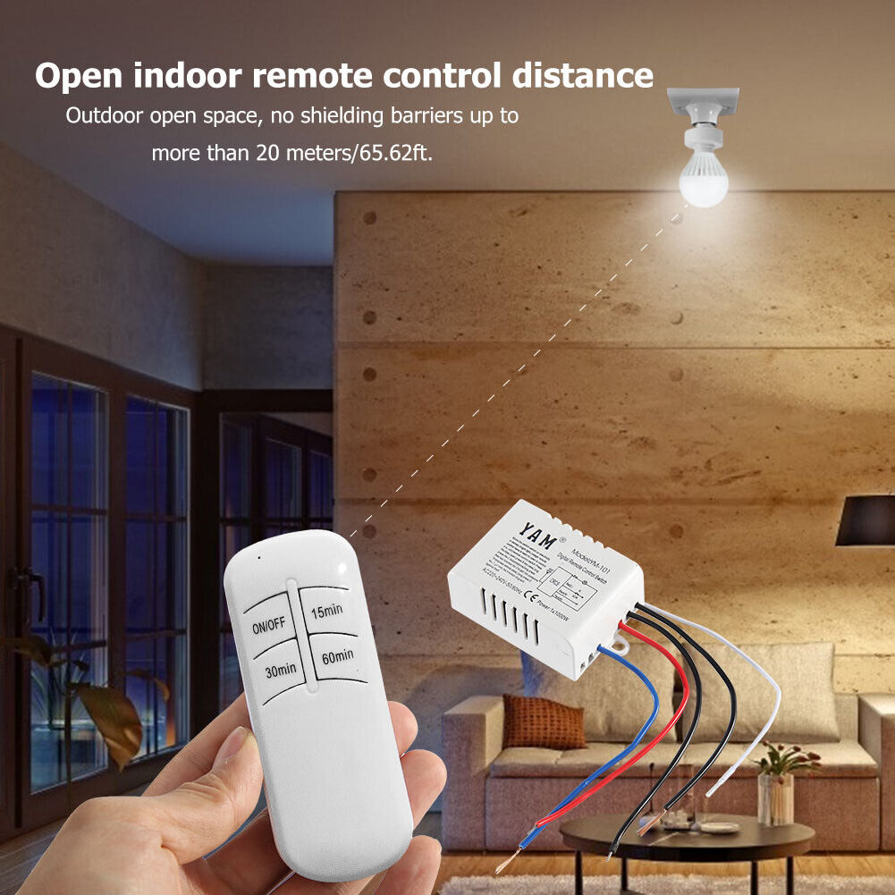 ON/OFF Remote Control Timer Switch + Receiver for UVC Lamp (White 220V)